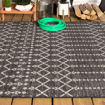 Ourika Moroccan Geometric Textured Weave Indoor/outdoor Area Rug